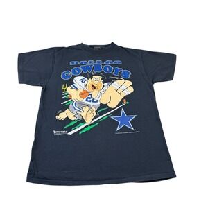 VTG Changes‎ Black Dallas Cowboys Fred Flinstone 1993 T Shirt Size L